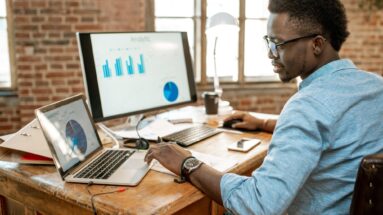 Man working with analytics at the office